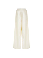 unspoken Comfort Elastic Natural Waist Minimal Solid White Polyester Blend Wide Leg Pants