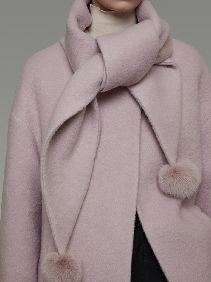 unspoken Cozy Lambswool Midlength Loose Tailored Minimal Women Pink Wool Coats