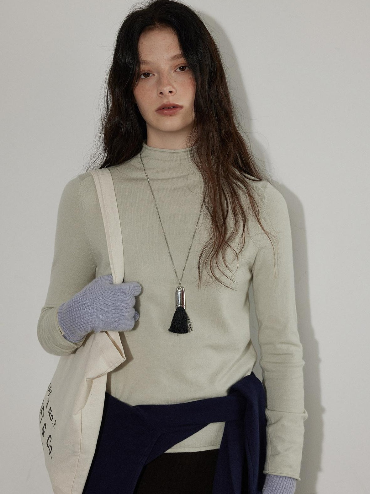 Lofi choose Cozy Modal Wool Blend Polka Dot Turtleneck Loose Fit Women Office Knit Sweaters
