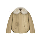 unspoken_90%_White_Duck_Down_Fur_Collar_Loose_Commuter_Khaki_Zip_Lapel_Down_Jackets_MISSTT