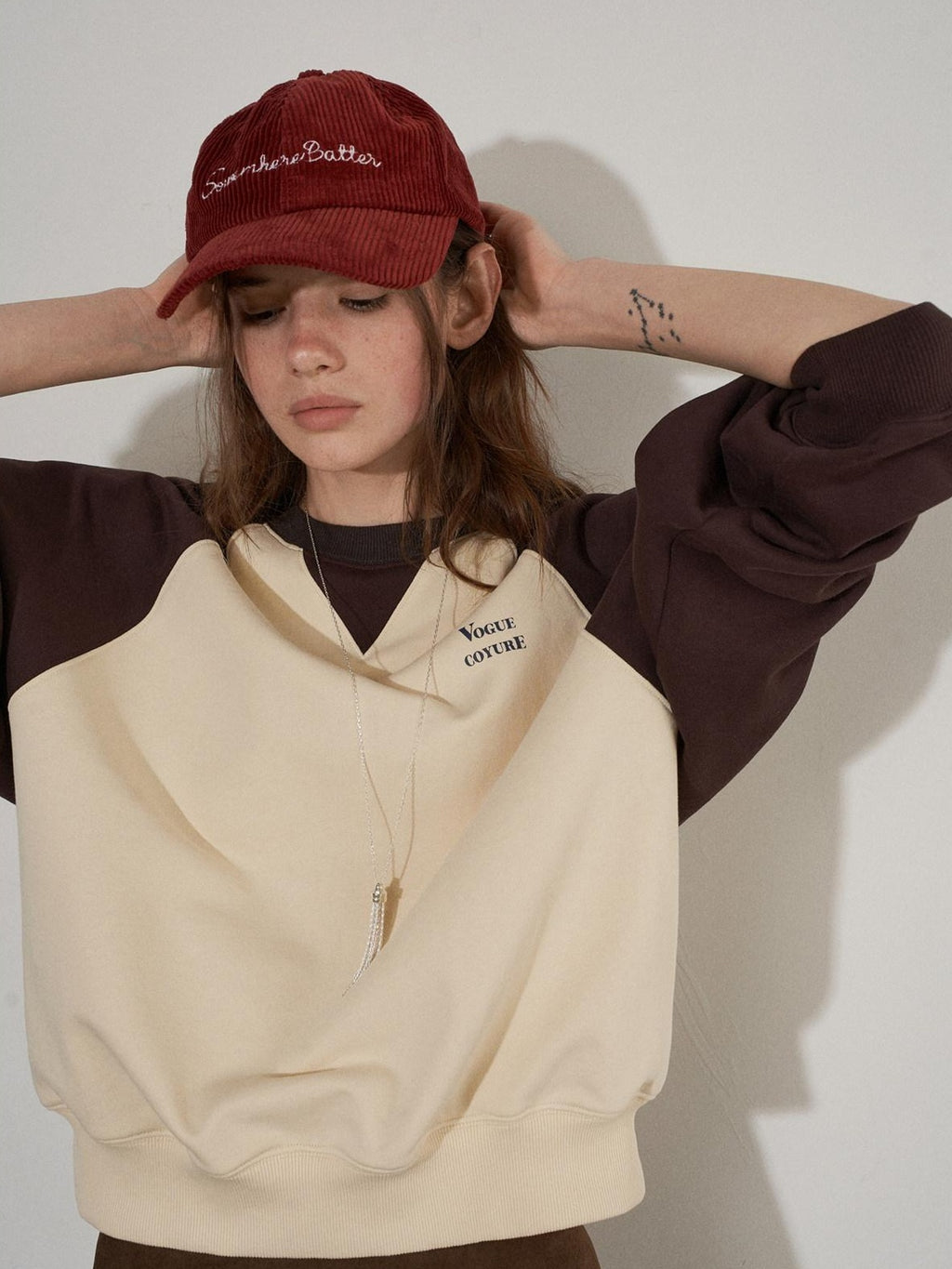 Lofi choose Cozy Colorblock Relaxed Fit Long Sleeve Crewneck Women Office Casual Sweatshirt