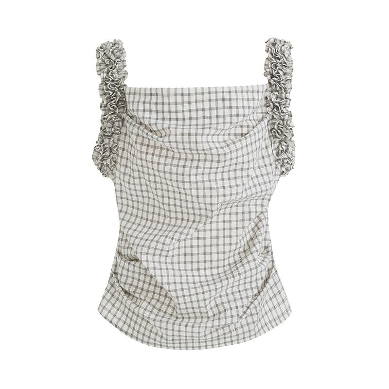 unspoken_Plaid_Pleated_Loose_Fit_Office_Wear_Womens_Polyester_Blend_Camisoles_MISSTT