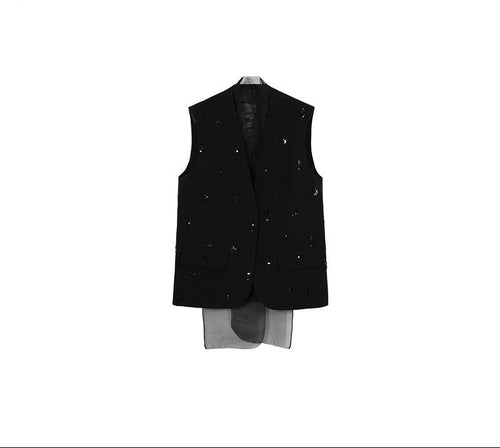 audreyyang_Beaded_V-neck_Vest_Mid_Length_Skirt_Office_Women_Black_Top_&_Skirt_Sets_MISSTT