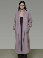 unspoken Cozy Thick Lambswool Midlength Loose Fit Minimalist Commuter Lavender Wool Coats