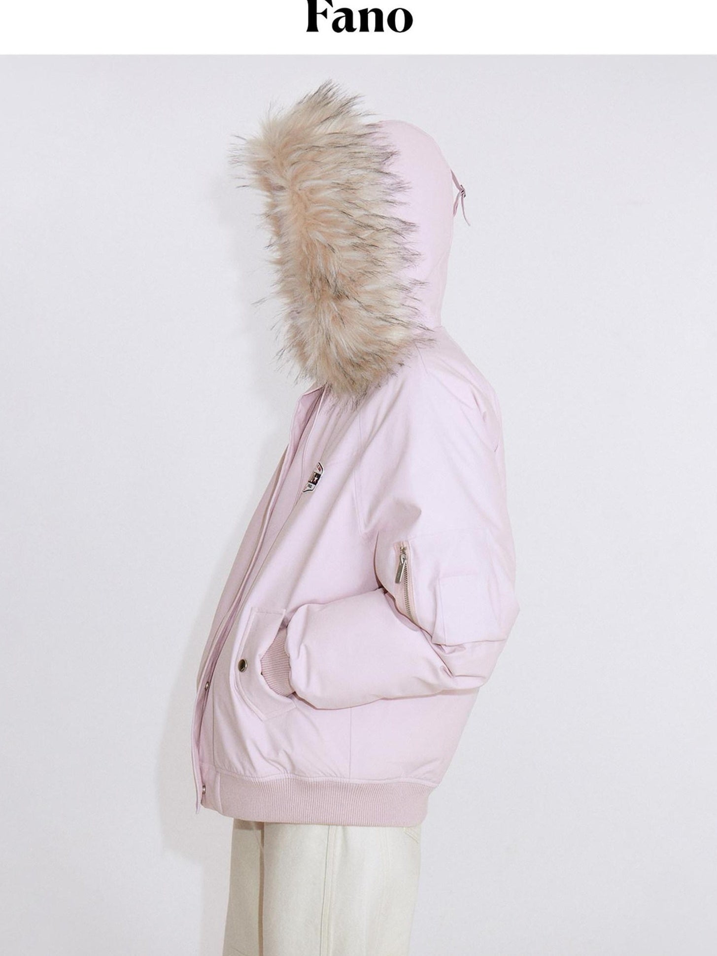 fano White Duck 90 Percent Down Removable Hood Casual Regular Women Pink Down Jackets