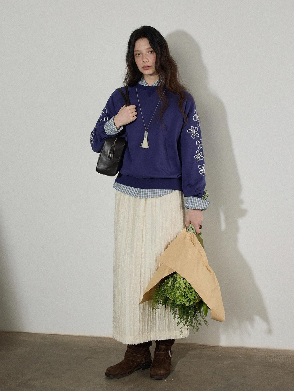 Lofi choose Breathable Lyocell Blend Pleated Loose Commuter Elastic Waist Maxi Skirts