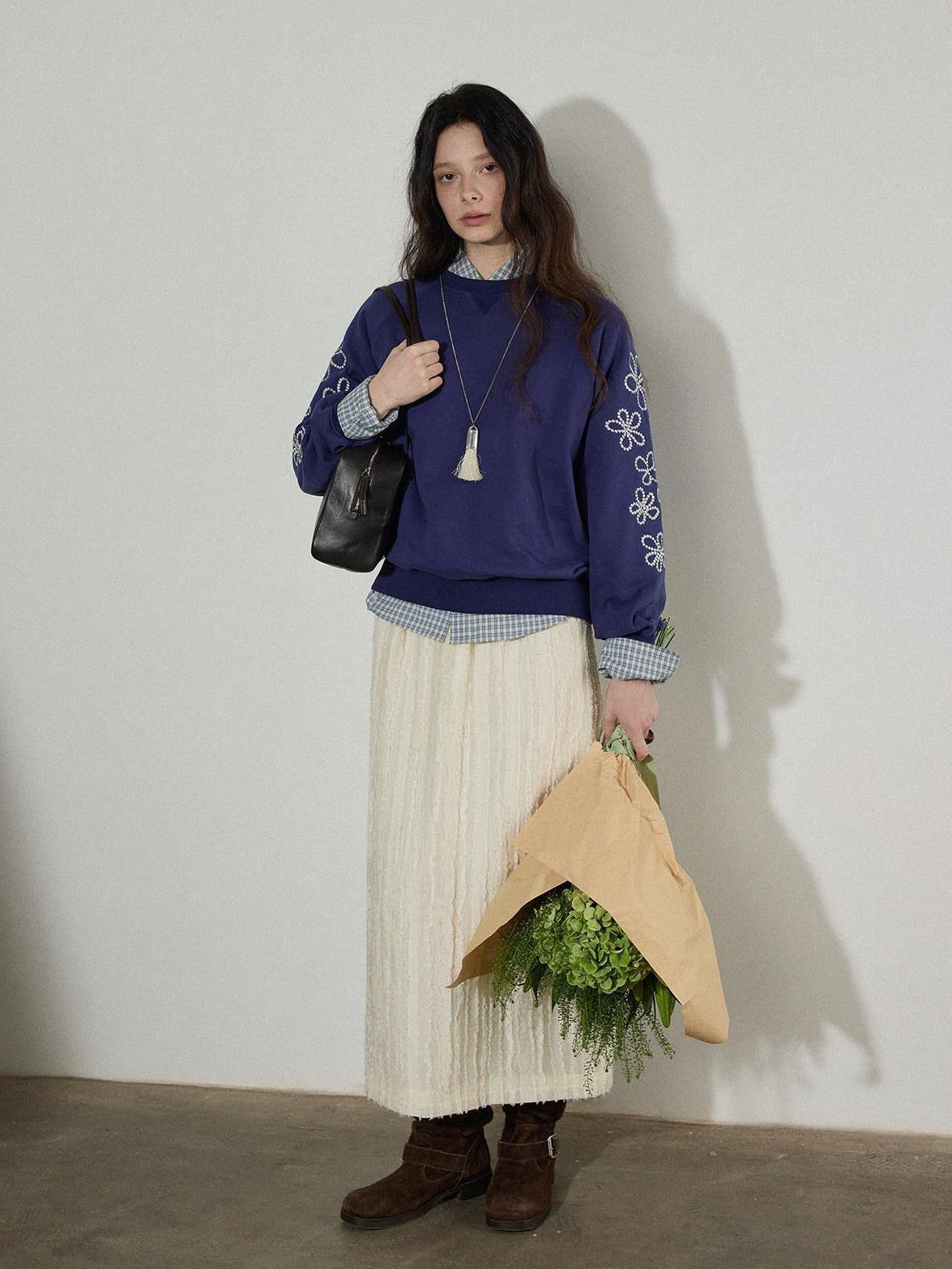 Lofi choose Breathable Lyocell Blend Pleated Loose Commuter Elastic Waist Maxi Skirts