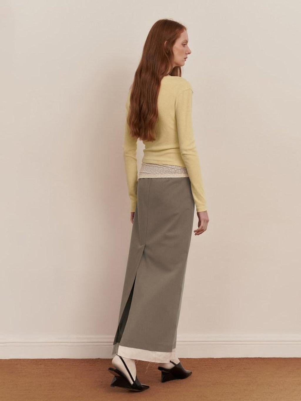 someone sometimes Elegant Patchwork Low Waist H Shape Straight Camel Women Daily Midi Skirts