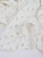 audreyyang Chiffon Polka Dot Loose Ruffle Collar Puff Sleeve Women Casual Midi Dresses