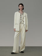 unspoken Off White Three Piece Minimalist Casual Women S M L Lounge Top & Pants Sets