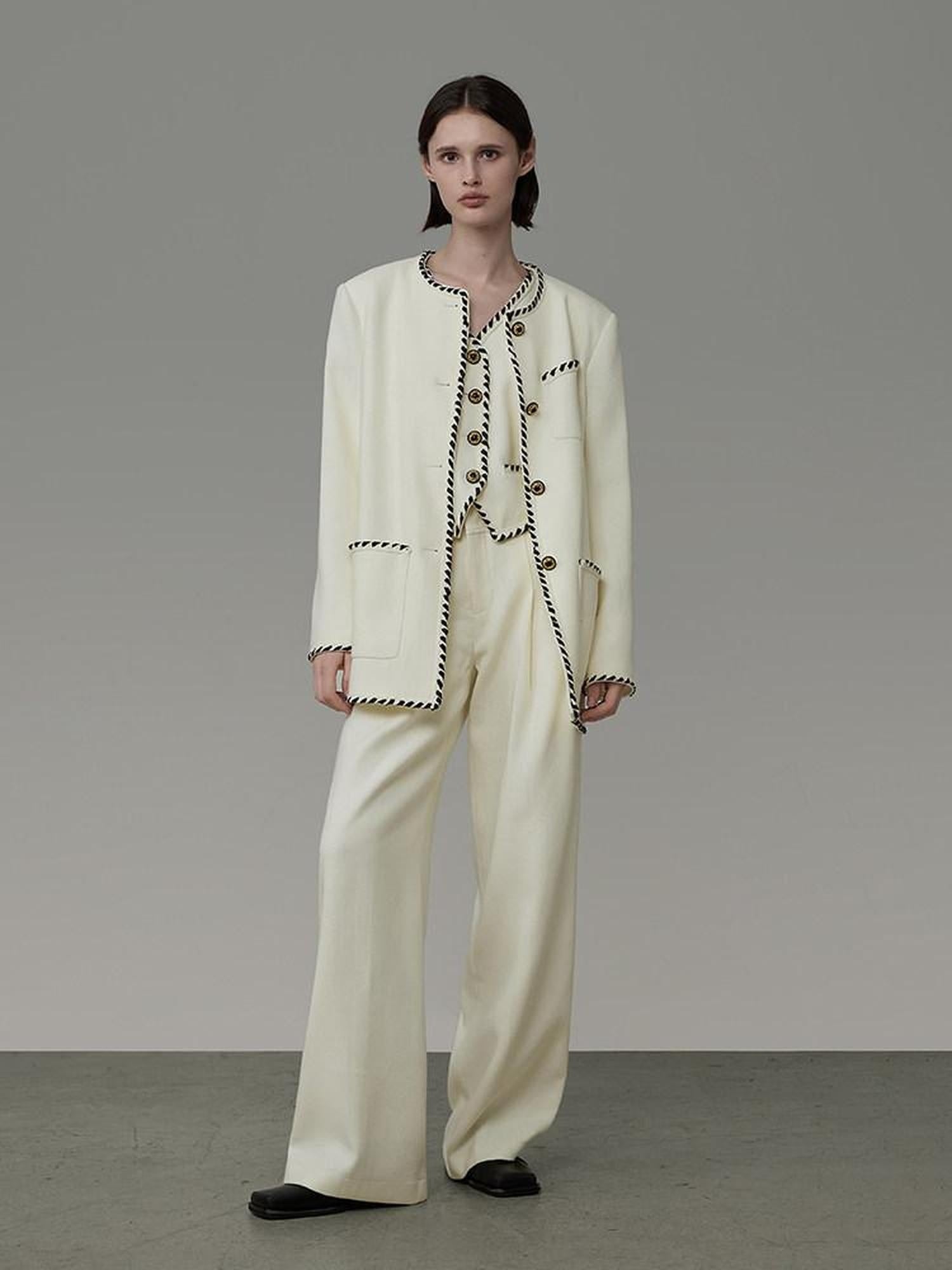 unspoken Off White Three Piece Minimalist Casual Women S M L Lounge Top & Pants Sets