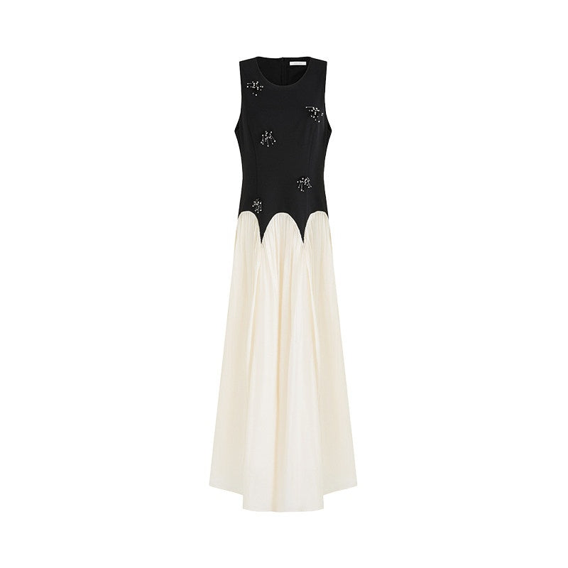 unspoken_Elegant_Beaded_High_Waist_A_Line_Sleeveless_Office_Polyester_Maxi_Dresses_MISSTT