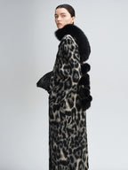 audreyyang Ultra Warm Fox Fur Solid Black Plush Elegant Women Luxury Scarves