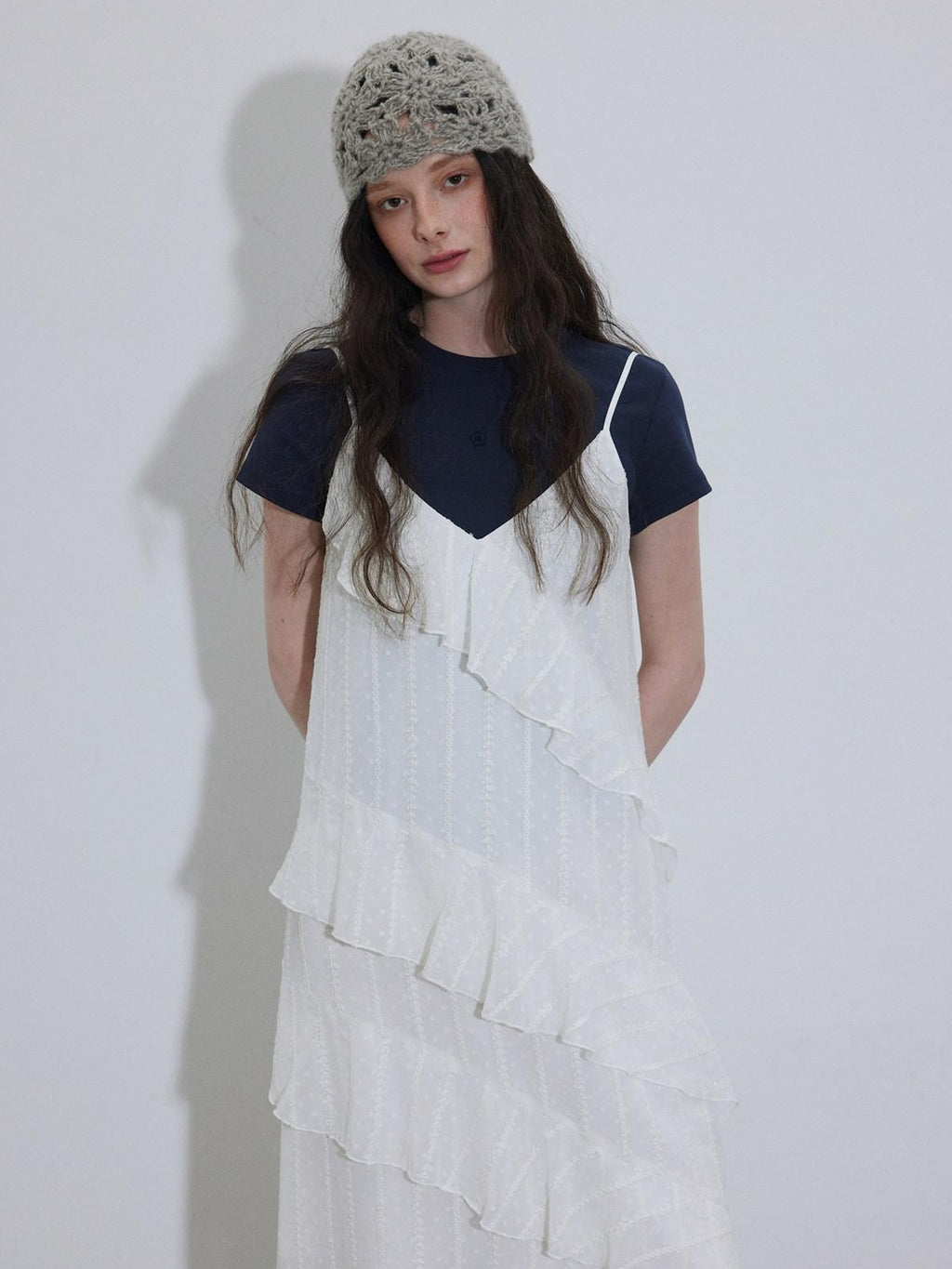 Lofi choose Embroidered Loose Fit Round Neck Office Women Purple Navy Short Sleeve T-Shirts
