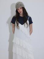 Lofi choose Embroidered Loose Fit Round Neck Office Women Purple Navy Short Sleeve T-Shirts