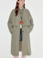 fano Oversized Cotton Blend Single Breasted Korean Commuter Women Khaki Trench Coats