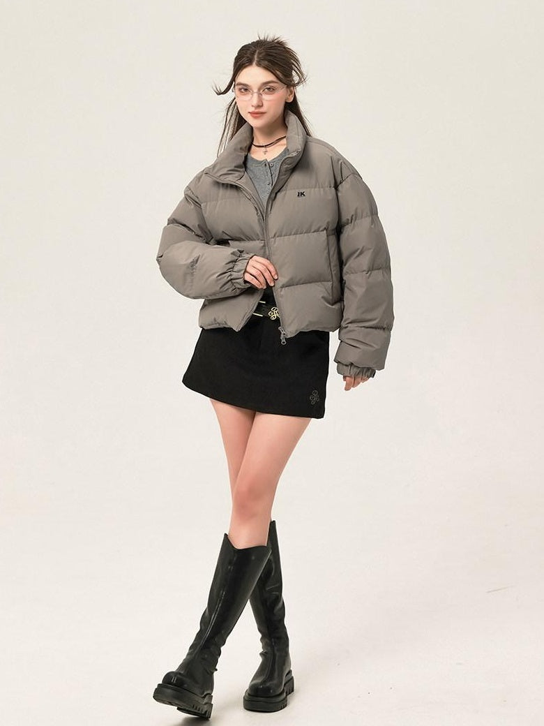 ikyou 90 Percent White Duck Down Memory Fabric Minimalist Straight Short Down Jackets