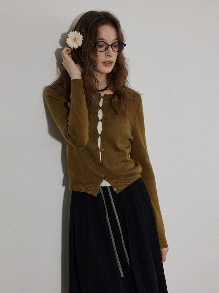 Lofi choose Cozy Button Front Relaxed Office Women Knit Long Sleeve Round Neck Cardigans