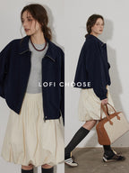 Lofi choose High Waist Irregular Hem Loose Fit Workwear Solid Beige Office Midi Skirts