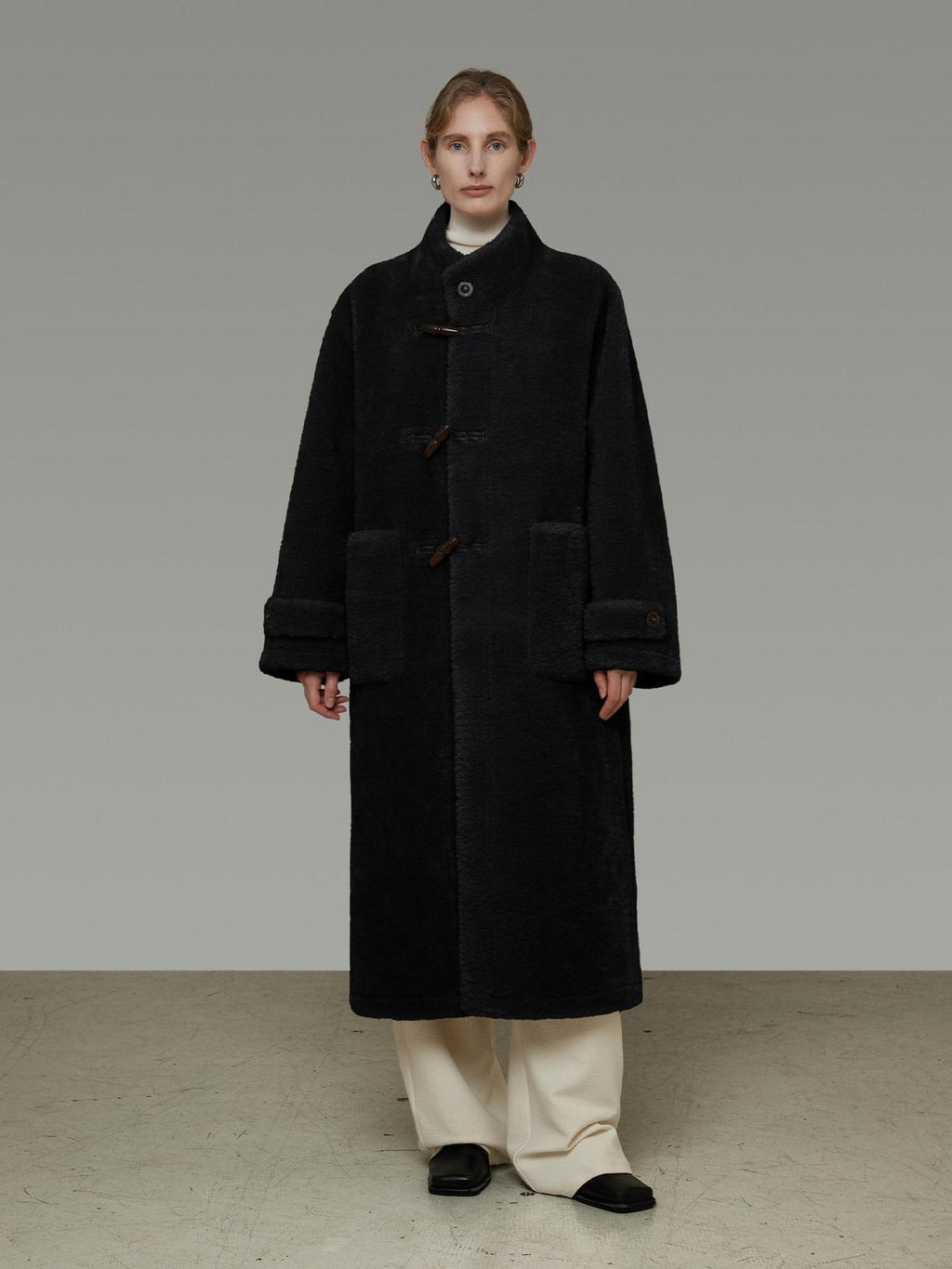 unspoken Warm Faux Fur Lined Vintage Loose Fit Stand Collar Women Daily Long Coats