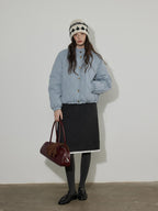 Lofi choose 90 Percent White Duck Down Commuter Loose Stand Collar Haze Blue Down Jackets