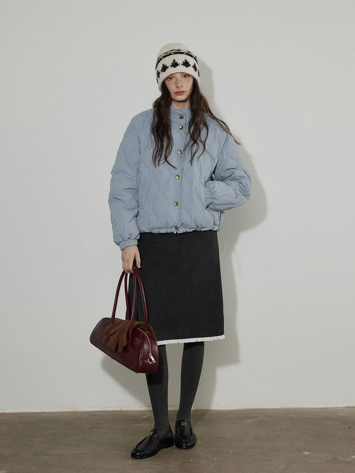 Lofi choose 90 Percent White Duck Down Commuter Loose Stand Collar Haze Blue Down Jackets