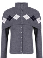 fano Button Front Two Piece Knit Crew Neck Long Sleeve Women Office Cardigans