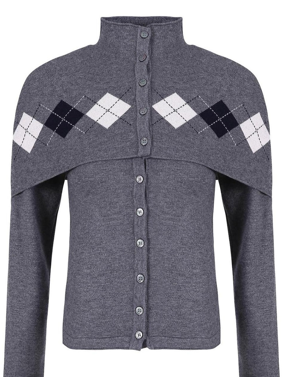 fano Button Front Two Piece Knit Crew Neck Long Sleeve Women Office Cardigans