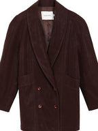 audreyyang Distressed Washed Pu Relaxed Midlength Blazer Collar Vintage Red Leather Jackets