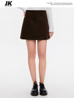 ikyou Wrinkle Free Retro A Line Lined Pocket Mid Waist Women Polyester Mini Skirts