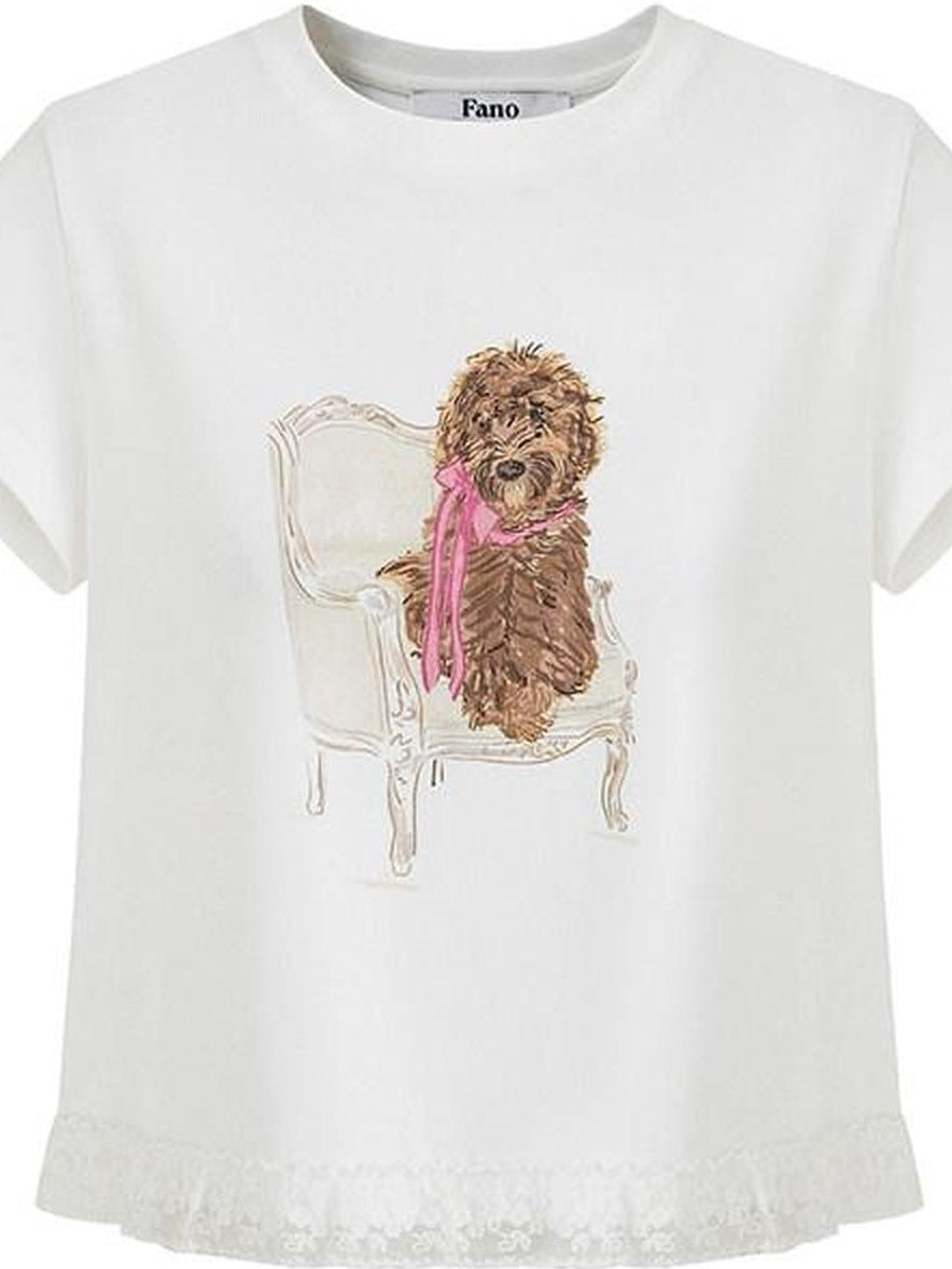 fano Cotton Blend Animal Print Slim Cropped Round Neck Short Sleeve T-Shirts