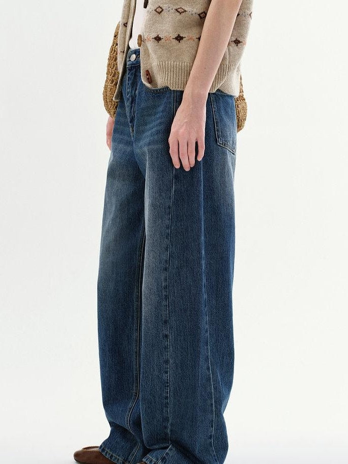 fano Cotton Commuter Natural Waist Loose Fit Women Denim No Stretch Wide Leg Jeans