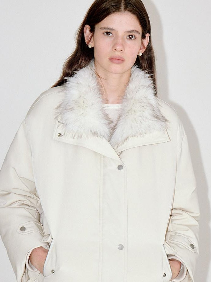 fano Warm 90% White Duck Down Straight Fit Korean Turn Collar Women Down Jackets