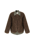 unspoken Warm Patchwork Lapel Loose Fit Minimalist Women Chestnut Short Coat