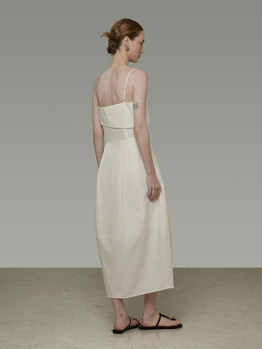 unspoken Soft Cotton High Waist A Line Irregular Hem Minimalist Workwear Maxi Dresses