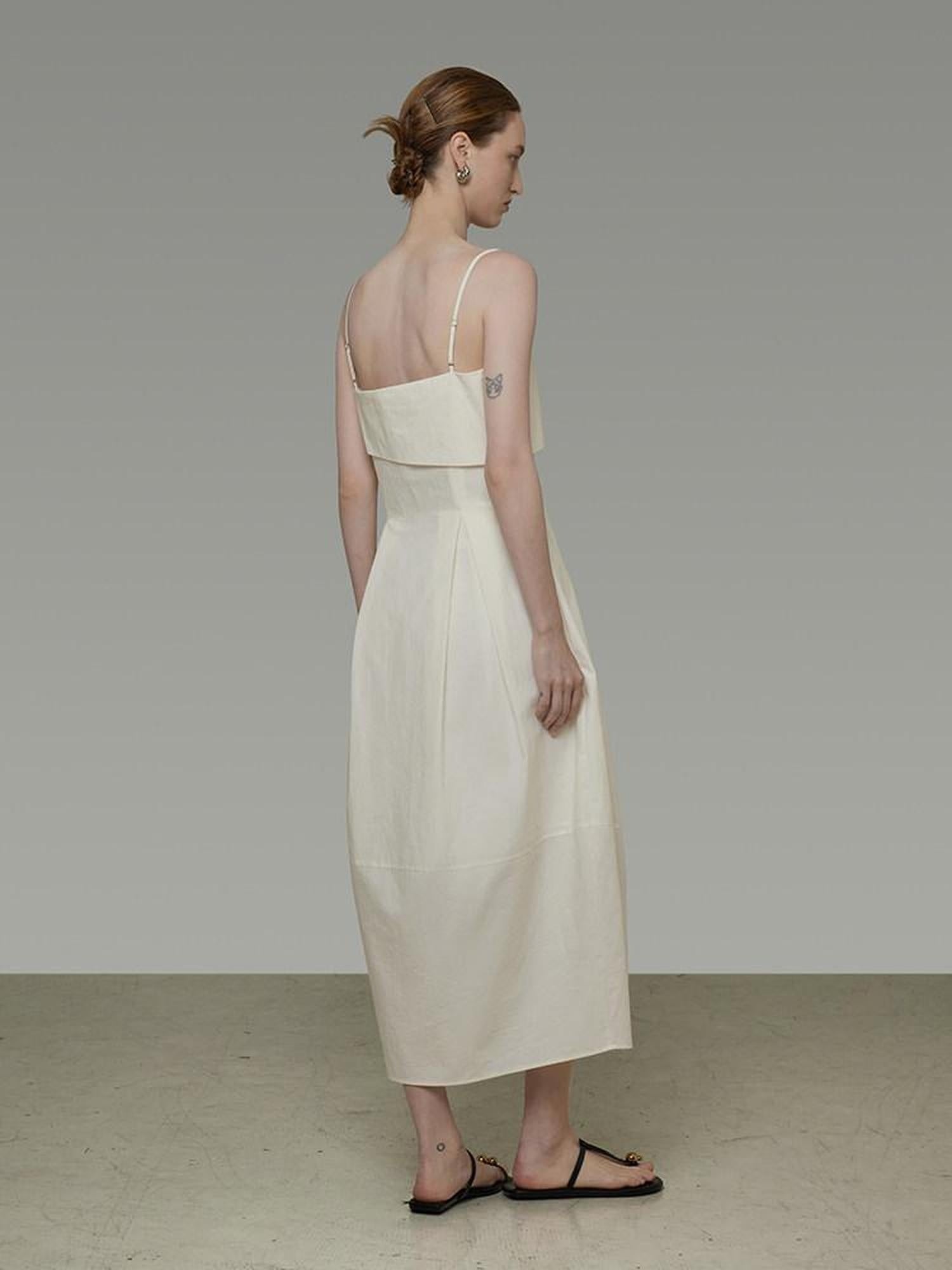 unspoken Soft Cotton High Waist A Line Irregular Hem Minimalist Workwear Maxi Dresses