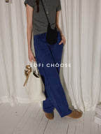 Lofi choose High Waist Distressed Vintage Blue Relaxed Cotton Zip Fly Womens Wide Leg Jeans