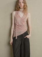 someonesometimes Lightweight Poly Blend Office Slim Fit Strappy Solid Blush Women Camisoles