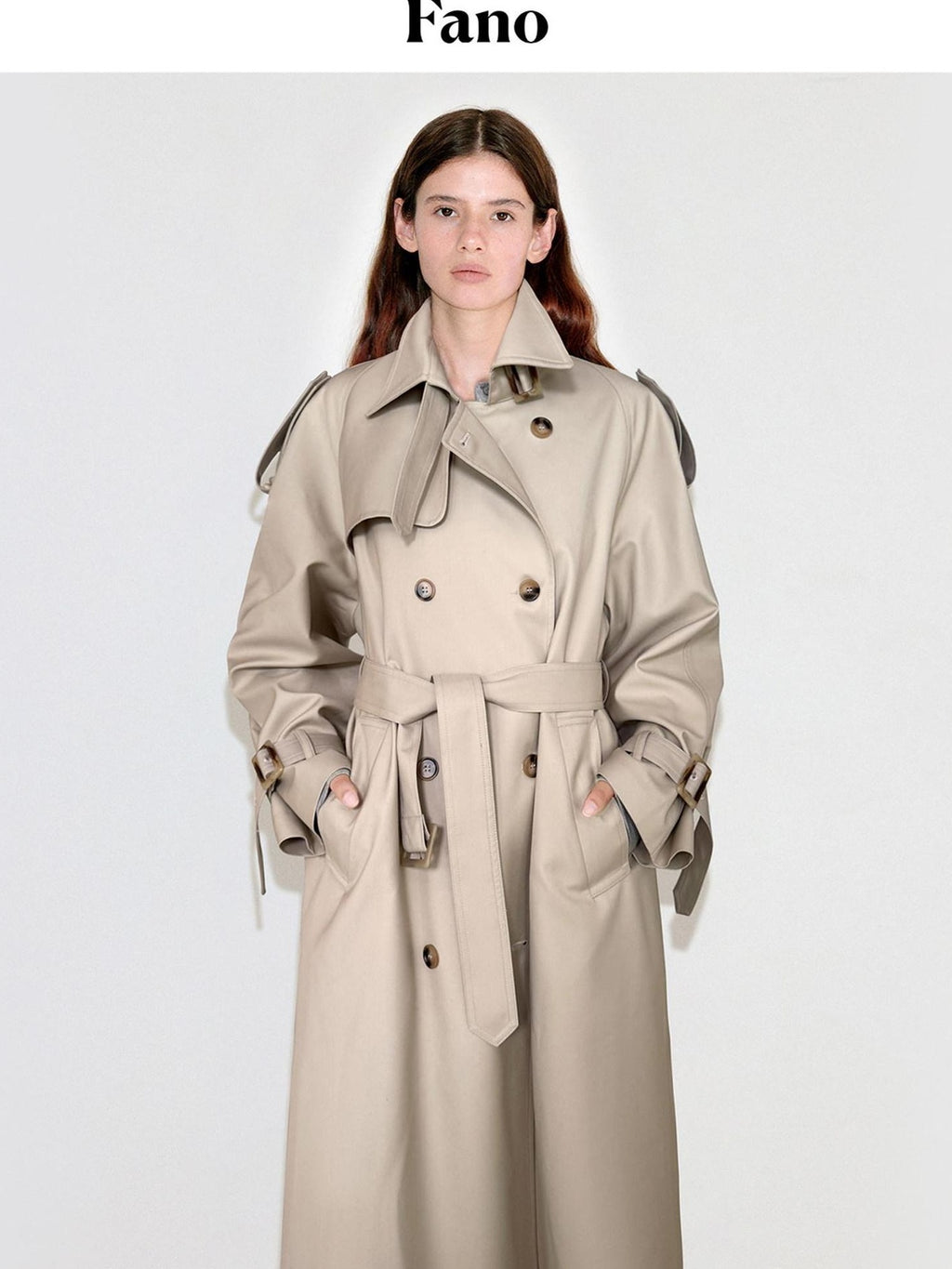 fano Mid Length Single Breasted Korean Commuter Straight Fit Solid Women Trench Coats