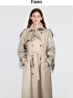 fano Mid Length Single Breasted Korean Commuter Straight Fit Solid Women Trench Coats