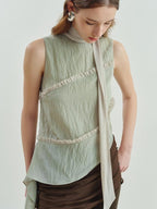 someonesometimes Versatile Viscose Blend Slim Lettuce Edge Camisole Cardamom Green Tank Tops