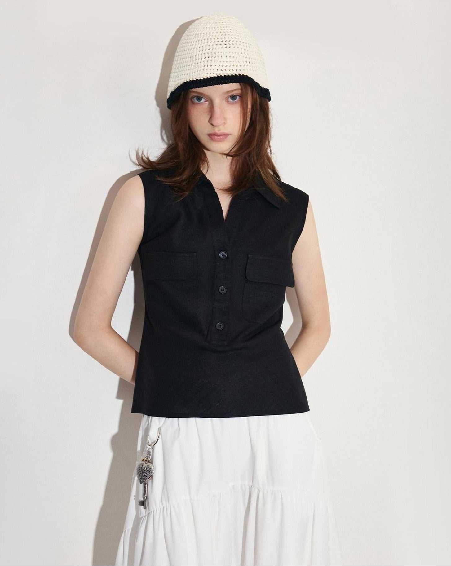 fano Breathable Viscose Linen Blend Slim Fit Office Commuter Solid Tank Tops