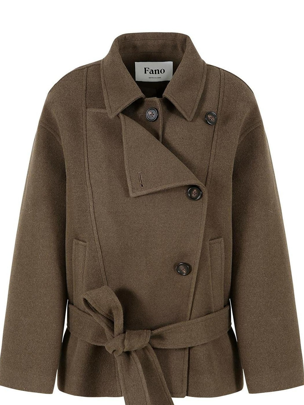 fano Polyblend Single Button Lapel Relaxed Fit Korean Commuter Women Olive Wool Coats