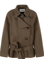 fano Polyblend Single Button Lapel Relaxed Fit Korean Commuter Women Olive Wool Coats