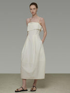 unspoken Soft Cotton High Waist A Line Irregular Hem Minimalist Workwear Maxi Dresses
