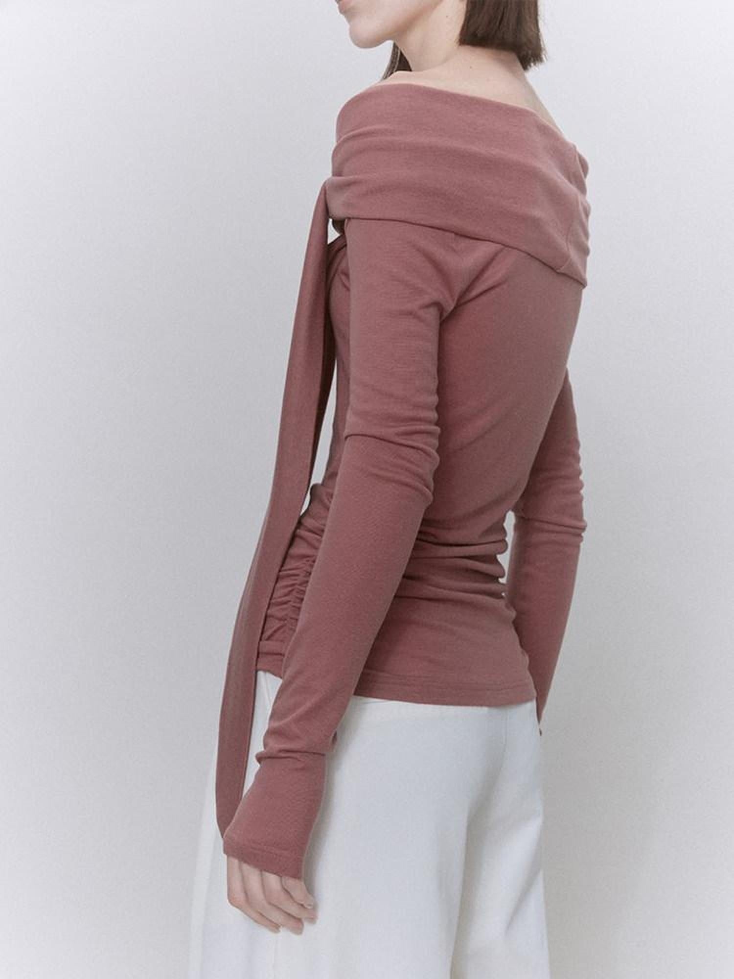 someone sometimes Soft Lyocell Wool Blend Office Commuter Women Cherry Pink Long Sleeve T-Shirts