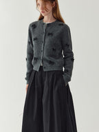fano Minimal Commuter Cropped Crewneck Long Sleeve Women Polyester Cardigans
