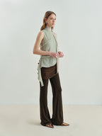 someonesometimes Versatile Viscose Blend Slim Lettuce Edge Camisole Cardamom Green Tank Tops