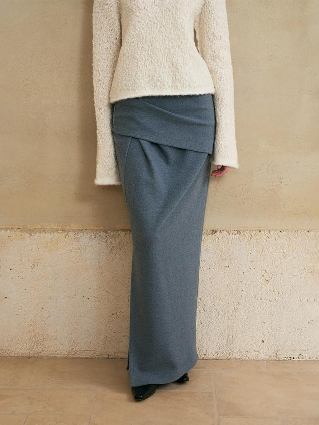 someone sometimes Versatile Lined Knit Slit Straight H Line Mid Waist Women Casual Maxi Skirts