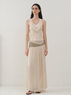 someonesometimes Tencel Wool Blend Slim Fit Commuter Workwear Unlined Beige Women Tank Tops